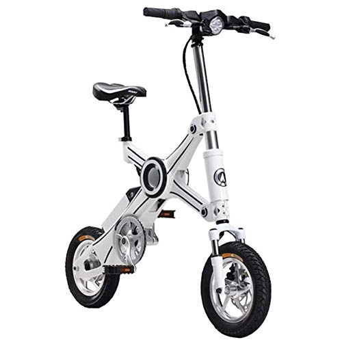 Elektrofahrräder : D&XQX Folding Elektro-Fahrrad, 10-Zoll-Aluminiumlegierung ohne Ketten- elektrisches Fahrrad leicht und schnell Folding Ebike mit Kindersitz, 7.8Ah Zwei Sitz, Weiß