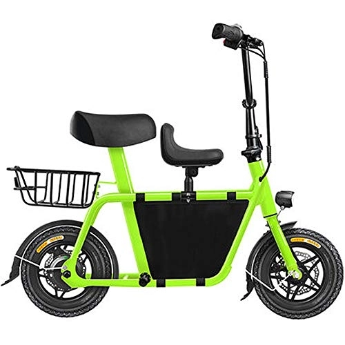 Elektrofahrräder : D&XQX Mini Eltern Kind Elektroauto Für Erwachsene, Variable Speed ​​Kleines Bewegliches Faltbare Fahrrad, Licht-Auto-Shock Dual-Lithium-Batterie Im Freien Bike Adventure, Grün