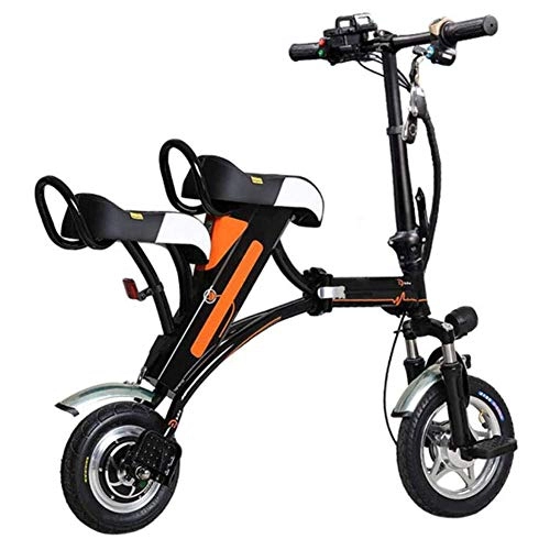 Elektrofahrräder : D&XQX Mini-Erwachsener Folding elektrisches Fahrrad, tragbare elektrische Scooter tragbare elektrische Fahrrad-City Bike Fernbedienung USB-Anti-Diebstahl-Ladegert Zwei Sitze, Schwarz
