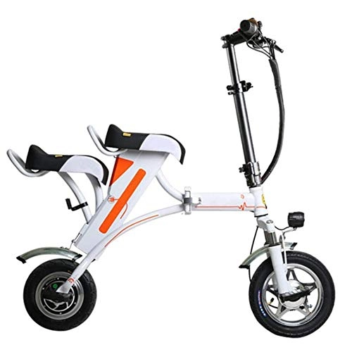 Elektrofahrräder : D&XQX Mini-Erwachsener Folding elektrisches Fahrrad, tragbare elektrische Scooter tragbare elektrische Fahrrad-City Bike Fernbedienung USB-Anti-Diebstahl-Ladegerät Zwei Sitze, Weiß
