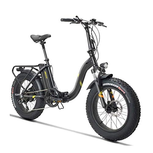 Elektrofahrräder : D&XQX Strand, Schnee Rad Fahren, Folding Electric Bike, 20 Zoll Fat Reifen E-Bike für Erwachsene 48V Abnehmbare Lithium-Batterie mit 500W bürstenlosen Getriebemotor Elektro-Fahrrad