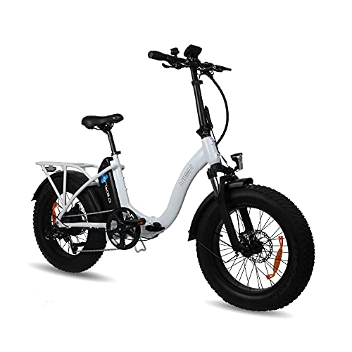 Elektrofahrräder : DERUIZ Amber Ebike Erwachsene 20 Zoll Schneefahrrad Elektrofahrrad Fette Reifen Fahrrad, 7 Gänge Hinterradmotor, Abnehmbare Lithium-Ionen-Akku 48V 624Wh(Weiß)