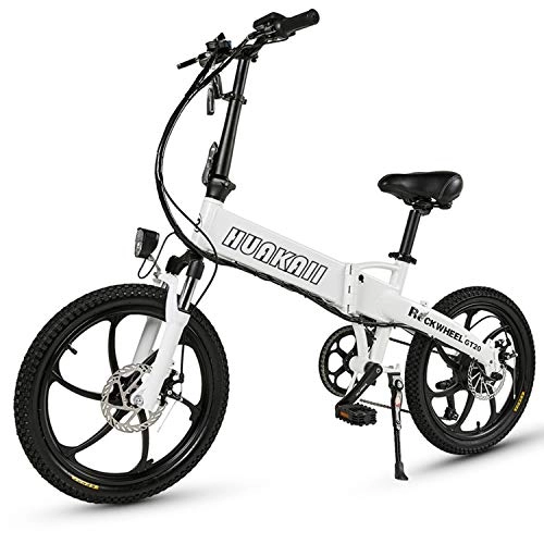 Elektrofahrräder : E-Bike Mit Integrierter Radnabe GT20, Faltbares 20-Zoll-elektrofahrrad, 500-w-hochleistungsmotor, Versteckte 48-v-10-ah-batterie, Mountainbike (Weiß)