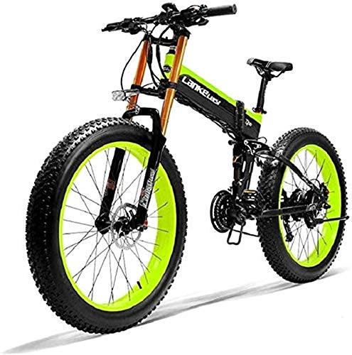 Elektrofahrräder : E-Bike Mountainbike Electric Snow Bike, 26 "Electric Mountainbike, 36V 250W 6Ah Lithium Batterie versteckte Batterie Batterie Radfahrer, Doppelscheibenbremse Legierung Elektrische Fahrrad (Farbe: grün