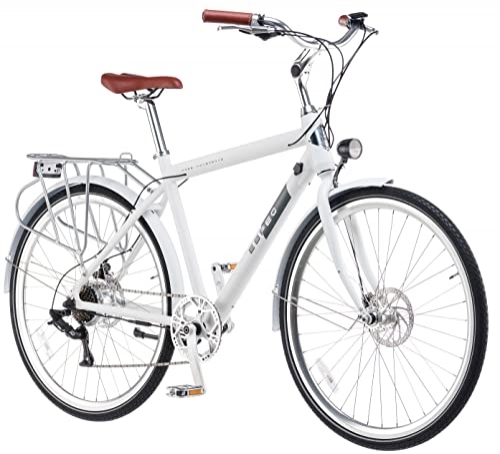 Elektrofahrräder : EBFEC E-Bike 28 Zoll Herren City Fahrrad Pedelec, 7 Gang Aluminium Elektro Rad mit Scheibenbremse 250W Motor, Weiß