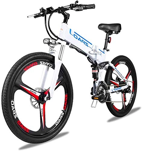 Elektrofahrräder : Ebike e-Bike, 12.8Ah Elektrofahrrad 26 Zoll Folding Elektro-Fahrrad 48V 500W 21 Geschwindigkeit Berg Ebike Aluminium Rahmen Bycycle Eletric (Color : White, Size : 500W12.8Ah)