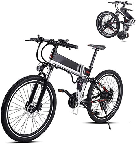 Elektrofahrräder : Ebike e-bike, 26 in Folding Electric Mountain Bike mit 48V 350W Lithium-Batterie-Aluminiumlegierung Elektrische E-Bike mit Verstecken Batterie und vorderer und hinterer Stoßdämpfer-elektrisches Fahrra