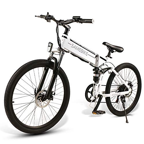 Elektrofahrräder : Ebike Mountainbike Elektrofahrrad I SAMEBIKE 26 Zoll Elektrisches (White)