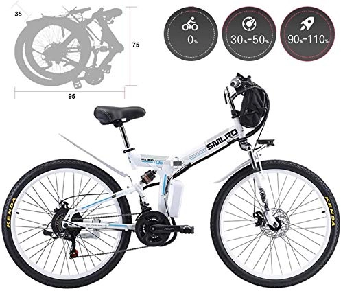 Elektrofahrräder : Electric Snow Bike, 26 ‚‘ E-Mountainbike Erwachsene Folding Komfort Elektrische Fahrräder 21 Speed ​​Gear und drei Arbeitsmodi, Hybrid Liegerad / Rennräder, Aluminium-Legierung, Scheibenbremse Lithium