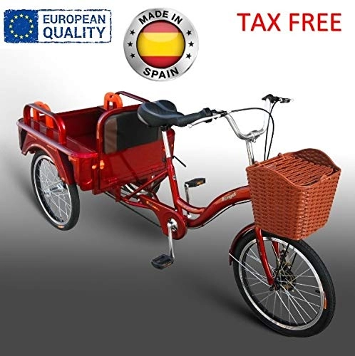 Elektrofahrräder : Elektrisches Dreirad für Erwachsene, 250 W, 12 Ah, mit Transportkasten, inkl. Korb und Sitz mit Rückenlehne