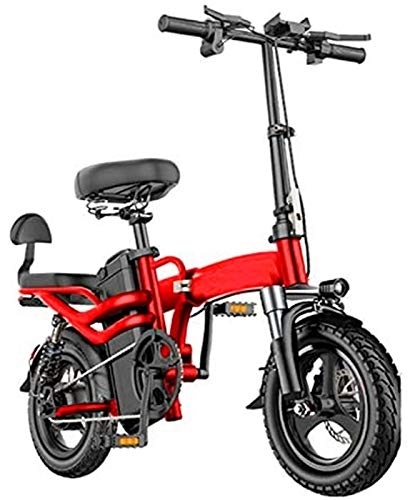 Elektrofahrräder : Elektrisches Fahrrad, 14-Zoll-Klapp-Elektrofahrrad E-Bike, elektrisches Fahrrad mit abnehmbarem 48-V-Lithium-Ionen-Akku, 250-W-Motor, Doppelscheibenbremsen, 3 digital einstellbare Geschwindi