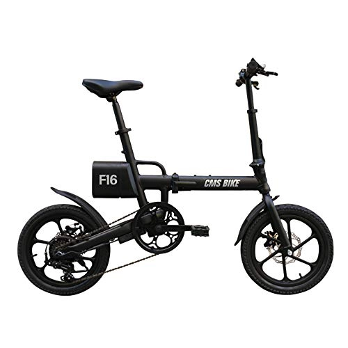 Elektrofahrräder : Elektro-Bike, 21in Scooter Folding Speed Adjustment, 6 Speed Gear, LED-Scheinwerfer, Aluminium-Krper, Easy to Carry Max Travel 40-60 km, Black