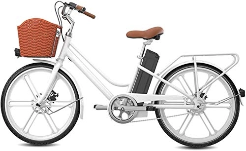 Elektrofahrräder : Elektro-E-Bikes, 24-Zoll-E-Bike für Erwachsene, Elektrofahrrad für Damen, Rahmen aus Aluminiumlegierung, Abnehmbarer 36-V-10-Ah-Lithium-Ionen-Akku mit großer Kapazität, 250-W-Sattel verstellbar