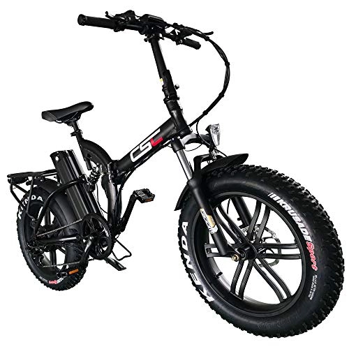 Elektrofahrräder : Elektro-Fahrrad-Motor 20 Zoll 4.0 Reifen 48V 500W 15.6A Lithium-Batterie Folding E-Bike, Schwarz