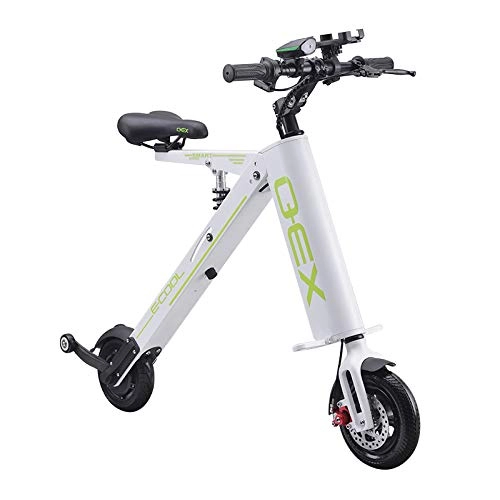 Elektrofahrräder : Elektroauto Mini Faltendes Erwachsen-Lithium-Batterie-Fahrrad-Doppelrad-Energie-tragbares Reise-Batterie-Auto White