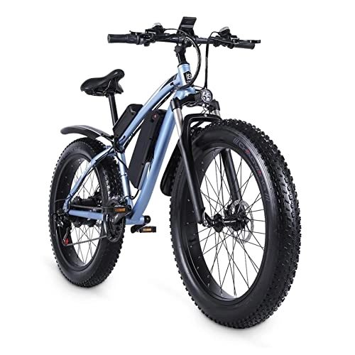 Elektrofahrräder : Elektrofahrrad 1000w Herren Mountainbike Schneefahrrad Aluminiumlegierung Elektrofahrrad Ebike 48v17ah Elektrofahrrad 4.0 Fat Tire E Bike (Farbe : Blau, Number of speeds : 21)