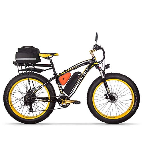 Elektrofahrräder : Elektrofahrrad Ebike Mountainbike, 26"Fat Tire Elektrofahrrad mit 48V 17Ah / Lithium Batterie und Shimano 21-Gang (Gelb Plus)