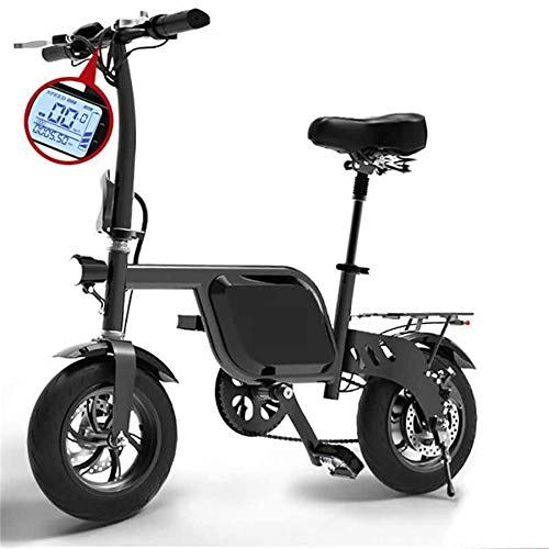 Elektrofahrräder : Elektrofahrrad Faltbares 14-Zoll-E-Bike Mit 6, 0-Ah-Lithiumbatterie, City-Fahrrad Mit Einer Höchstgeschwindigkeit Von 25 Km / H, mit LED-Beleuchtung, Scheibenbremse Für Vorder- Und Hinterräder (黑色)