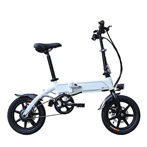 Elektrofahrräder : Elektrofahrrad Faltbares 14 Zoll Reifen Elektrisches Fahrrad 250W brstenlosem Motor und 36V 8Ah Lithium-Batterie, White