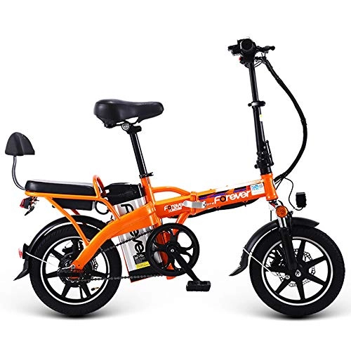Elektrofahrräder : Elektrofahrrad Faltbares E-Bike für Erwachsene, Faltrad, Klapprad Pedelec mit Lithium-Akku 350W / 48V, Elektrofahrräder, Intelligenter Fernschlüssel, Reichweite: 70~80 km, Orange