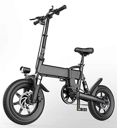 Elektrofahrräder : Elektrofahrrad Klappbar, 14'' E-Bike Mit Intelligentem LCD-Display, 3 Fahrmodi, Doppelter Hydraulischer Stoßdämpfer, Doppelte Bremsscheibenbremse, Agil Und Stabil Fahren, Schwarz, 7.8AH