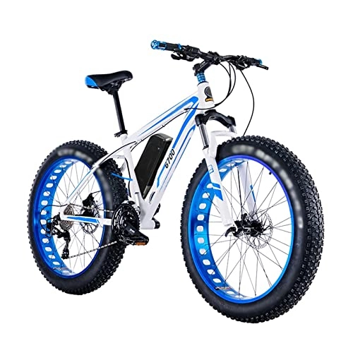 Elektrofahrräder : elektrofahrrad Mountain Electric Bike 26 Zoll Fat Tire 1500w Hinterradmotor Hydraulischer 48V Li-Ion Akku Elektrischer Schnee Ebike (Farbe : White)