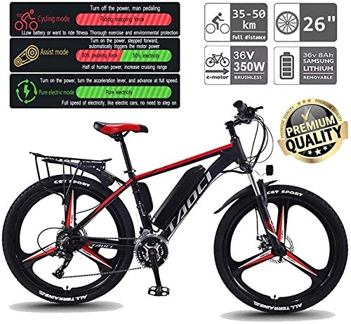 Elektrofahrräder : Elektrofahrrad Mountainbike 26 '' Elektrisches Mountainbike mit 30-Gang-Gang und drei Arbeitsmodi, E-Bike Citybike-Fahrrad mit 350w Motor für Pendler-Reise-Lithium-Batterie-Strand-Kreuzer für Erwachse