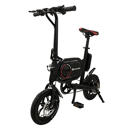 Elektrofahrräder : Elektrofahrräder für Erwachsene, Höchstgeschwindigkeit 25km / h, 12 Zoll Fahrrad für Erwachsene, Urban Commuter Faltbares E-Bike mit USB-Ladeanschluss (Color : Black)