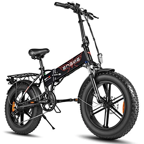 Elektrofahrräder : ENGWE 500W E-Bike 20 Zoll Mountain Beach Snowbike für Erwachsene Aluminium E-Bike 7-Gang Gear Elektrofahrräder mit Aufladung Abnehmbar 48V12.5A Lithium Batterie（Schwarz）