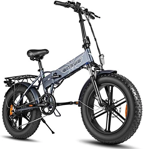 Elektrofahrräder : ENGWE 750 W Elektrofahrrad 20 Zoll Mountain Beach Snow Bike für Erwachsene Elektro-Scooter aus Aluminium mit 7 Gängen E-Bike mit Ladung Lithium-Akku 48V12.8A (grau)