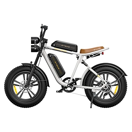 Elektrofahrräder : ENGWE M20 E-Bike Herren Elektrofahrrad, 75 KM+75 KM Reichweite mit Doppeltbatteriesystem Elektrofahrräder , 20"×4.0" Zoll Fat Tire, 48V 13AH*2 Off-road Bike mit 7-Gang-Schaltung (Weiss)