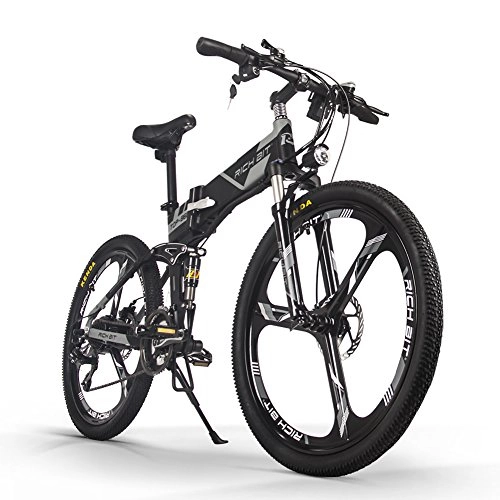Elektrofahrräder : ENLEE SUFUL Rich BIT TOP-860 36V 250W 12, 8 Ah Vollgefedertes Citybike Elektroklappbares faltbares Mountainbike-Fahrrad (Black-Gray)