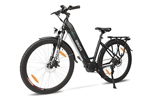 Elektrofahrräder : ESKUTE City e-Bike Polluno Pro 28" E-Bike mit Bafang Mittelmotor 250W mit Li-Ion Akku Samsung Cell 36V 14.5Ah und 9 Gang Schaltung Scheibenbremsen