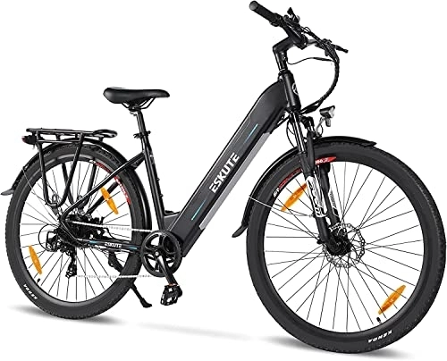 Elektrofahrräder : ESKUTE E-Bike Polluno mit 36V 14.5Ah Samsung-Zellen Akku E-Bike Tiefeinsteiger bis zu 100km Lange Range Elektrofahrrad 28 Zoll Pedelec 250W Heckmotor E-Citybike Hollandrad