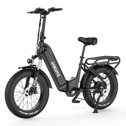 Elektrofahrräder : ESKUTE E-Bike Star 20”, E Bike Klapprad mit Drehmomentsensor, Samsung Zelle Akku 36V 25Ah, bis zu 120km, klappbares Elektrofahrrad Bafang Motor 250W Max. 25km / h, Star, schwarz