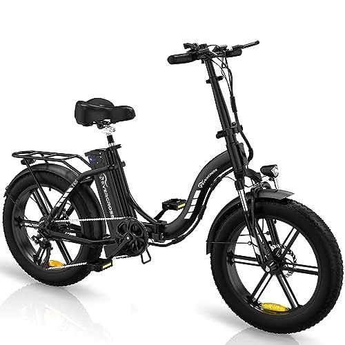 Elektrofahrräder : EVERCROSS EK6 Elektrofahrräder Erwachsene, faltbares E-Bike mit 20" x 4, 0 Breiten Reifen, E Bike Mountainbike mit 7 Gang Getriebe, 48V 15AH Akku, 250W Motor, 33, 2kg Gewicht, Doppelstoßdämpfern