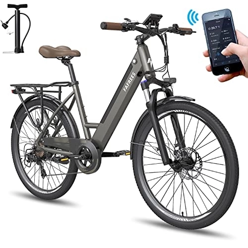 Elektrofahrräder : Fafrees E-Bike 26 Zoll, F26 Pro, Elektrofahrrad 250W, E-Citybike mit 36V 10Ah, Shimano 7-Gang e Bike Herren Damen, E-Fahrrad Support Mobile APP, Grau
