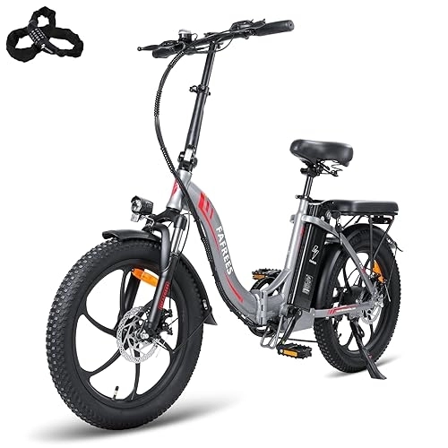 Elektrofahrräder : Fafrees F20 E-Bike Klapprad Elektrofahrrad 250W 36V 16AH Akku 25km / h Fatbike 20 Zoll Faltbares City Bike Shimano 7S E-Mountainbike 20"*3.0 Fat Tire Tragfähigkeit 130kg (grau)