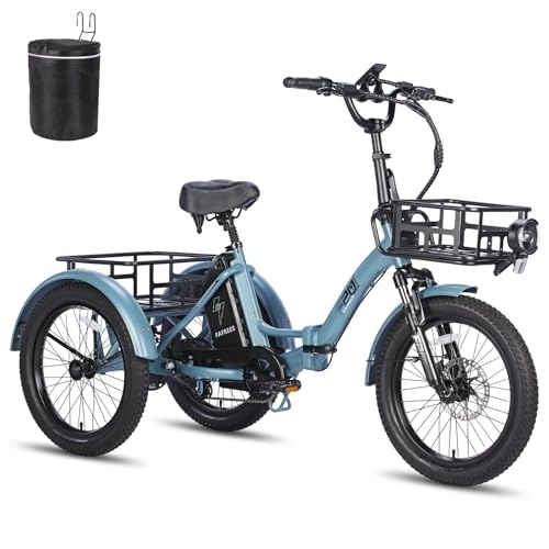 Elektrofahrräder : Fafrees Offiziell F20 Mate Elektro Dreirad Fahrrad, E Bike Mountainbike 180 KG, Hydraulische Scheibenbremsen Ebike Herren, Elektrofahrrad IPX5, Fahrraddreirad 25KM / H, Damen Dreirad für Erwachsene