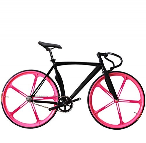 Elektrofahrräder : Fahrrad Fahrrad Mountainbikes hometrainer fahrrad elektrisches Fahrrad Scimitar Muskel Fixie Fahrrad Fixed Gear 52cm DIY Fünf Cutter Radgeschwindigkeit Rennrad Fixie-schwarz rosa