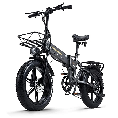 Elektrofahrräder : Ficyacto E-Bike, 20''Fetter Reifen Elektrofahrrad, 48V / 16AH Batterie und Shimano 8-Gang Ebike für Damen und Herren Pedelec