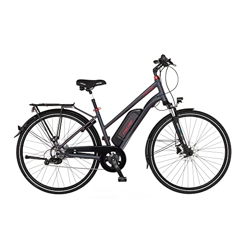Elektrofahrräder : FISCHER Damen - Trekking E-Bike VIATOR 1.0, Elektrofahrrad, anthrazit matt, 28 Zoll, RH 44 cm, Heckmotor 45 Nm, 48 V Akku