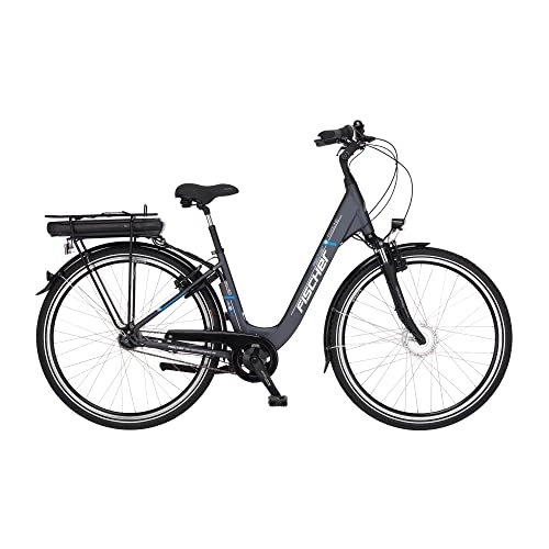 Elektrofahrräder : FISCHER E-Bike City CITA ECU 1401, Elektrofahrrad, Anthrazit matt, 28 Zoll, RH 44 cm, Frontmotor 32 Nm, 36 V Akku
