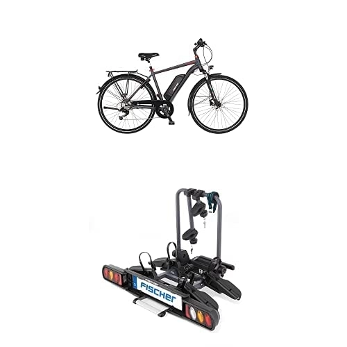 Elektrofahrräder : Fischer E-Bike Trekking, VIATOR 1.0 Elektrofahrrad für Herren, RH 50 cm, Hinterradmotor 45 Nm, 48 V Akku, dunkel anthrazit matt, 28 Zoll Kupplungsfahrradträger ProlineEvo 2 I Fahrradträger