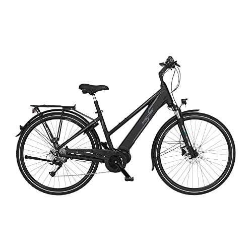 Elektrofahrräder : Fischer E-Bike Trekking, VIATOR 4.1i Elektrofahrrad für Damen, RH 44 cm, Mittelmotor 80 Nm, 36 V Akku im Rahmen, schwarz matt, 28 Zoll