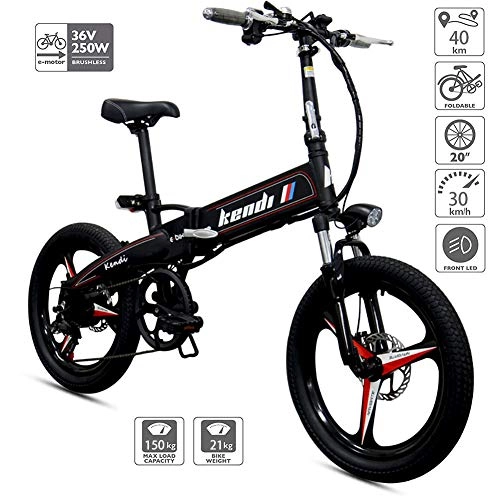 Elektrofahrräder : FJW 14" Mini Electric Bikes Mode und intelligentes elektronisches Fahrzeug Unisex Faltrad Roller Elektromobilität Faltbares & tragbares elektrisches Fahrrad, Black
