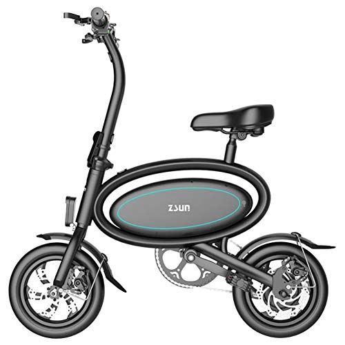 Elektrofahrräder : FJW Unisex Elektrisches Fahrrad, 12"E-Bike mit herausnehmbarer 36V 7.5Ah Lithiumbatterie, Aluminiumlegierung Hybrid-Faltrad mit Scheibenbremsen fr Pendlerstadt, Black