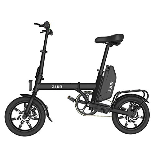 Elektrofahrräder : FJW Unisex Elektrisches Fahrrad 48 V 240 W 14 Zoll Faltrad Mit Scheibenbremsen (herausnehmbare Lithiumbatterie), Black