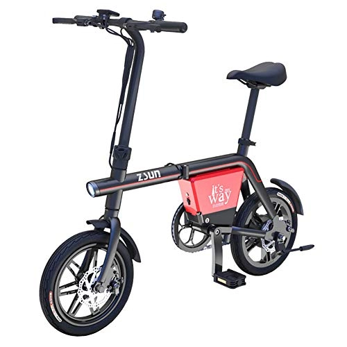 Elektrofahrräder : FJW Unisex Elektrisches Fahrrad 48V 350W Faltrad 14 Zoll Hybrid Fahrrad mit Scheibenbremsen (herausnehmbare Lithiumbatterie), Black