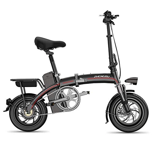 Elektrofahrräder : FNCUR 12-Zoll-Folding Elektro-Fahrrad Mini Kleinkraft Fahrrad Stadt-Reisen Batterie-Auto 12-Zoll-lbremse / Doppel Shock / Silent-Motor (Gre : 14AH)